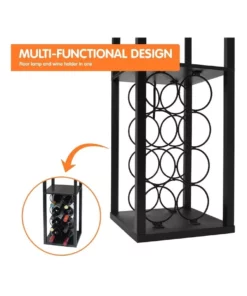 Sarantino Metal Etagere Floor Lamp Stand Shade With Wine Holder Shelf Shelves Storage -Home Decor Shop 828975700 4 720x928