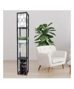 Sarantino Metal Etagere Floor Lamp Stand Shade With Wine Holder Shelf Shelves Storage -Home Decor Shop 828975700 6 720x928