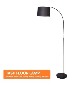 Sarantino Metal Arc Arm Floor Lamp Stand Black Post In Round Shade Modern Reading Light -Home Decor Shop 828975880 5 720x928