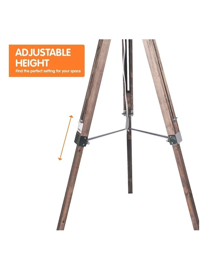 Sarantino Solid Wood Tripod Floor Lamp Adjustable Height Stand Black Linen Round Shade 4 Sarantino Solid Wood Tripod Floor Lamp Adjustable Height Stand Black Linen Round Shade - Image 4