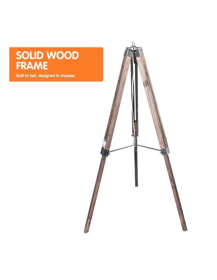 Sarantino Solid Wood Tripod Floor Lamp Adjustable Height Stand Black Linen Round Shade 5 Sarantino Solid Wood Tripod Floor Lamp Adjustable Height Stand Black Linen Round Shade - Image 5