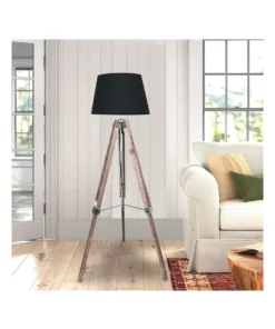 Sarantino Solid Wood Tripod Floor Lamp Adjustable Height Stand Black Linen Round Shade 11 Sarantino Solid Wood Tripod Floor Lamp Adjustable Height Stand Black Linen Round Shade -Home Decor Shop 828976150 6 720x928