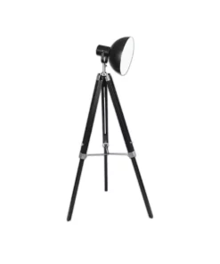 Sarantino Tripod Floor Spot Lamp With Adjustable Height Metal Shade Black Reading Light