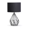Sarantino Metal Wire Table Lamp Black Finish Reading Light With Black Drum Shade
