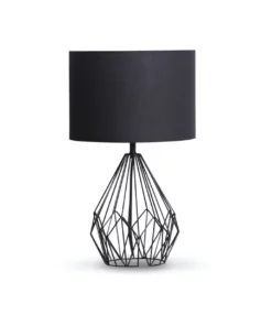 Sarantino Metal Wire Table Lamp Black Finish Reading Light With Black Drum Shade