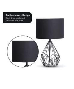 Sarantino Metal Wire Table Lamp Black Finish Reading Light With Black Drum Shade 8 Sarantino Metal Wire Table Lamp Black Finish Reading Light With Black Drum Shade -Home Decor Shop 828976510 3 720x928