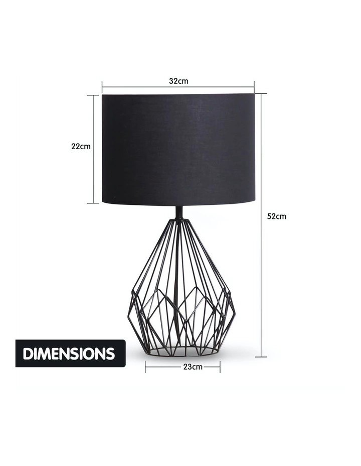 Sarantino Metal Wire Table Lamp Black Finish Reading Light With Black Drum Shade 5 Sarantino Metal Wire Table Lamp Black Finish Reading Light With Black Drum Shade - Image 5