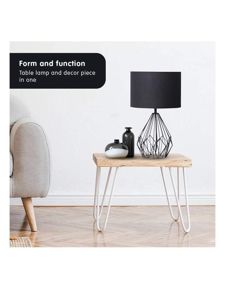 Sarantino Metal Wire Table Lamp Black Finish Reading Light With Black Drum Shade 6 Sarantino Metal Wire Table Lamp Black Finish Reading Light With Black Drum Shade - Image 6