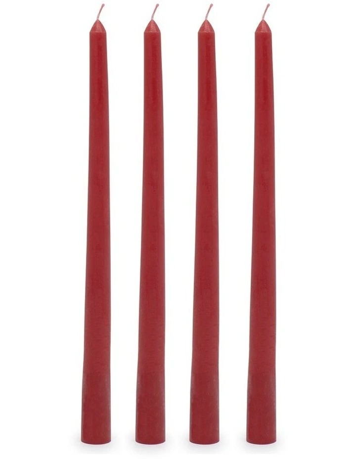 Salt&Pepper Spa Tapered Candle Set - 30cm - Set of 4 - Red 2 Salt&Pepper Spa Tapered Candle Set - 30cm - Set of 4 - Red - Image 2