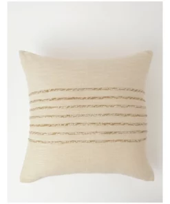 Australian House & Garden Wollongbar Jute Stripe Panel Cotton 50X50cm Cushion Natural