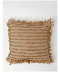 Australian House & Garden Coorabell Raffia & Cotton With Fringe Cushion Natural