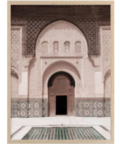 Urban Road Moroccan Pool Print Oak Frame