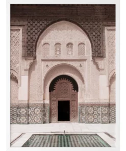 Urban Road Moroccan Pool Print White Frame