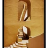 Urban Road Winding Staircase Mustard Print Black Frame