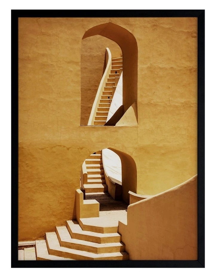 Urban Road Winding Staircase Mustard Print Black Frame 1 Urban Road Winding Staircase Mustard Print Black Frame
