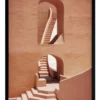 Urban Road Winding Staircase Terracotta Print Black Frame