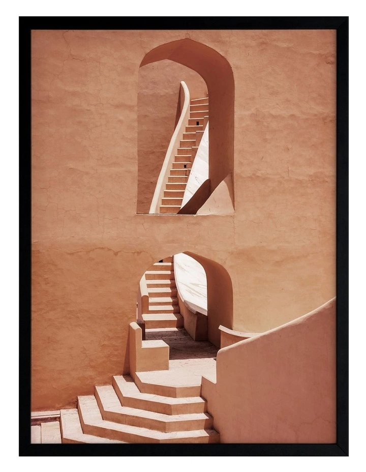 Urban Road Winding Staircase Terracotta Print Black Frame 1 Urban Road Winding Staircase Terracotta Print Black Frame