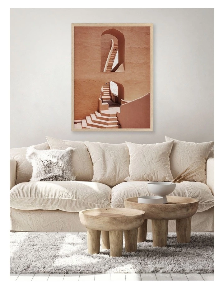 Urban Road Winding Staircase Terracotta Print Oak Frame 2 Urban Road Winding Staircase Terracotta Print Oak Frame - Image 2