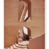 Urban Road Winding Staircase Terracotta Print White Frame