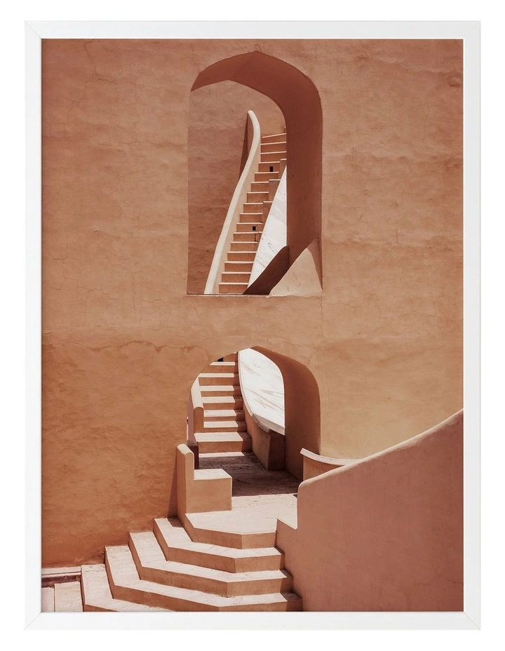 Urban Road Winding Staircase Terracotta Print White Frame 1 Urban Road Winding Staircase Terracotta Print White Frame