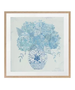 Urban Road Ginger Jar Hydrangea Print Oak Frame