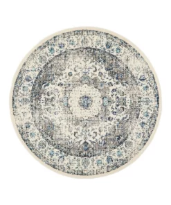 Rug Culture Evoke Mist White Transitional Round Rug