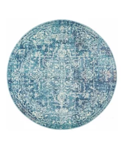 Rug Culture Evoke Muse Blue Transitional Round Rug