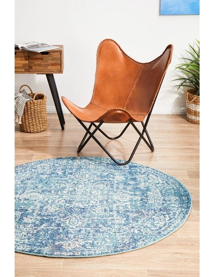Rug Culture Evoke Muse Blue Transitional Round Rug 2 Rug Culture Evoke Muse Blue Transitional Round Rug - Image 2