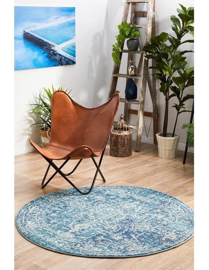 Rug Culture Evoke Muse Blue Transitional Round Rug 3 Rug Culture Evoke Muse Blue Transitional Round Rug - Image 3