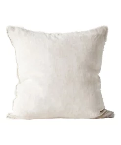 Aura Home Vintage Linen Fringe Cushion Sand