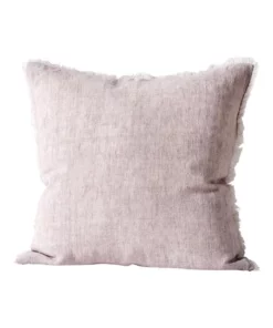 Aura Home Vintage Linen Fringe Cushion Dusk