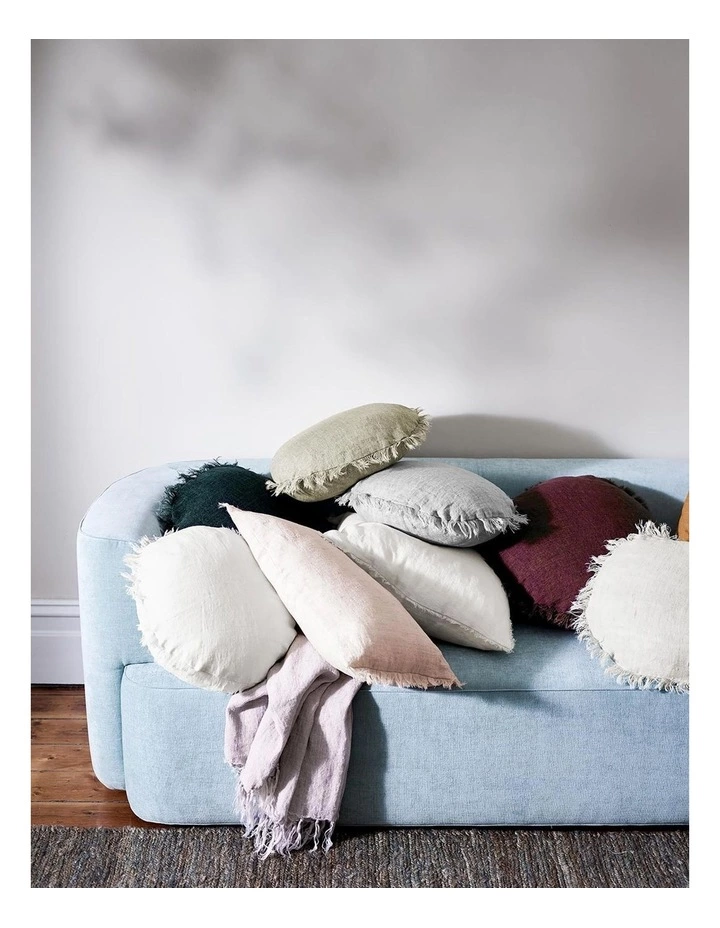 Aura Home Vintage Linen Fringe Cushion Dusk 2 Aura Home Vintage Linen Fringe Cushion Dusk - Image 2