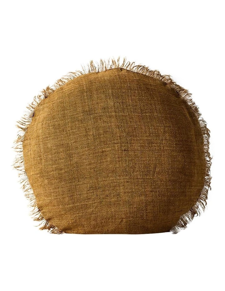 Aura Home Vintage Linen Fringe 45cm Round Cushion in Bronze 1 Aura Home Vintage Linen Fringe 45cm Round Cushion in Bronze