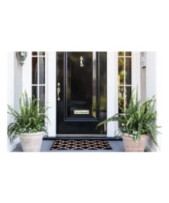 Fab Habitat Girih Black and White PVC Backed Coir Doormat 45x75 cm -Home Decor Shop 840966670 3 720x928