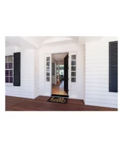 Fab Habitat Hello - Black PVC Backed Coir Doormat 45x75 cm -Home Decor Shop 840968020 5 720x928