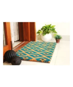 Fab Habitat Kimberley Blue PVC Backed Coir Doormat 60x90 cm -Home Decor Shop 840968200 3 720x928