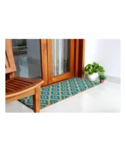 Fab Habitat Kimberley Blue PVC Backed Coir Doormat 45x120 cm -Home Decor Shop 840968470 2 1 720x928
