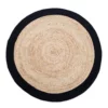 Fab Habitat 200cm Round Jute Rug | Decorative Floor Rug Phoenix Black & Natural