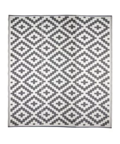 Fab Habitat 270x360cm Aztec Grey & White Recycled Plastic Outdoor Rug and Mat -Home Decor Shop 840975670 4 1 720x928