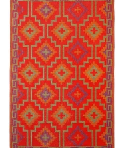 Fab Habitat 150x238cm Lhasa Orange & Violet Recycled Plastic Outdoor Rug and Mat