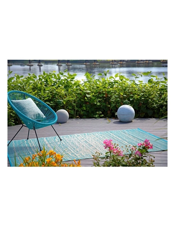 Fab Habitat 90x179cm Brooklyn Teal Recycled Plastic Outdoor Rug and Mat 3 Fab Habitat 90x179cm Brooklyn Teal Recycled Plastic Outdoor Rug and Mat - Image 3
