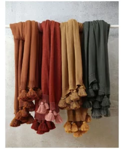 M.M Linen Birch Throw in Cinnabar