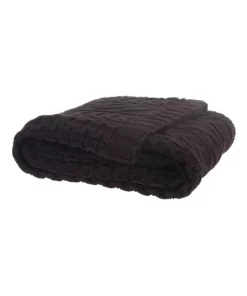 M.M Linen Cable Knit Throw in Coffee