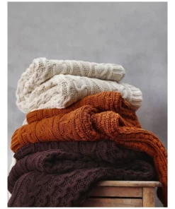 M.M Linen Cable Knit Throw in Coffee -Home Decor Shop 841634560 4 720x928