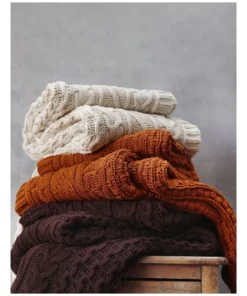 M.M Linen Cable Knit Throw in Spice -Home Decor Shop 841634740 3 720x928