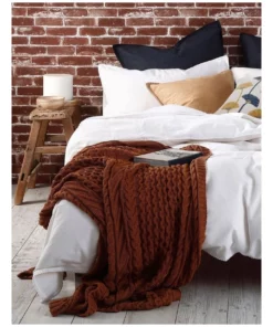M.M Linen Cable Knit Throw in Spice -Home Decor Shop 841634740 4 720x928