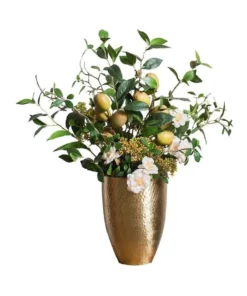 Vicky Yao Natural Look Lemon and Flower In Hand Made Indian Vase