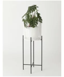 Vue Pulse 80cm White Bamboo And Metal Planter Stand