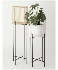 Vue Pulse 80cm White Bamboo And Metal Planter Stand -Home Decor Shop 847318690 3 720x928