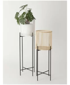 Vue Pulse 100cm White Bamboo And Metal Planter Stand -Home Decor Shop 847318960 3 720x928